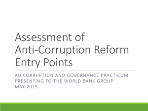 Assessment of Anti-Corruption Reform Entry Points AU CORRUPTION AND GOVERNANCE PRACTICUM