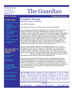 The Guardian C O G E L President’s Message Patricia Young, President