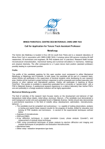 Call for Application for Tenure Track Assistant Professor Metallurgy