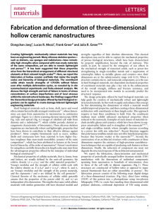 Fabrication and deformation of three-dimensional hollow ceramic nanostructures LETTERS *