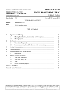 TD 299 R1 (GEN/19)-PUBLIC STUDY GROUP 19 Original: English Table of Contents