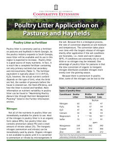 Poultry Litter Application on Pastures and Hayfields P oultry Litter as Fertilizer