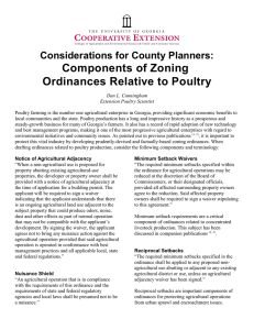 Components of Zoning Ordinances Relative to Poultry Considerations for County Planners: