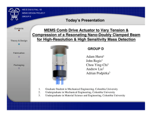 Today’s Presentation MEMS Comb Drive Actuator to Vary Tension &amp;