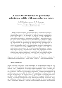 A constitutive model for plastically anisotropic solids with non-spherical voids 1