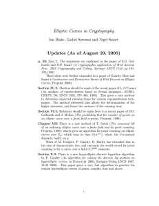 Elliptic Curves in Cryptography Updates (As of August 29, 2000)