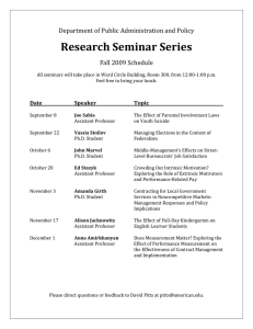 Research Seminar Series  Department of Public Administration and Policy Fall 2009 Schedule