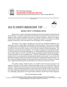 HATCHERY/BREEDER TIP . . . Cooperative Extension Service BIOSECURITY CONSIDERATIONS
