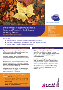 Developing &amp; Supporting Effective Teaching Practice in the Lifelong Learning Sector