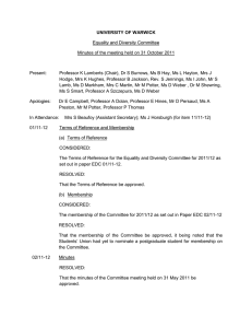 UNIVERSITY OF WARWICK Equality and Diversity Committee