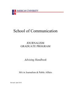 School of Communication JOURNALISM GRADUATE PROGRAM Advising Handbook