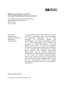 Efficient Arithmetic in through Palindromic Representation ) 2