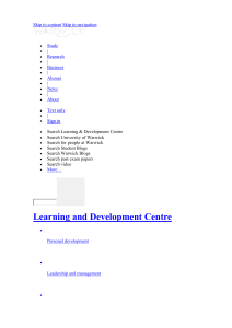 Learning and Development Centre  Skip to content Skip to navigation