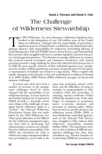 T The Challenge of Wilderness Stewardship