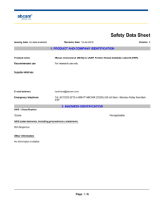 Safety Data Sheet 1. PRODUCT AND COMPANY IDENTIFICATION