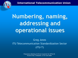 Numbering, naming, addressing and operational issues Greg Jones