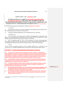 RESOLUTION 1 (Rev. , 2014) Hyderabad Working procedures to be applied to