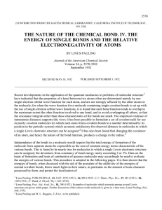 THE NATURE OF THE CHEMICAL BOND. IV. THE ELECTRONEGATIVITY OF ATOMS