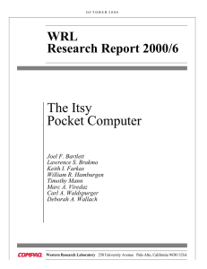 The Itsy Pocket Computer WRL Research Report 2000/6