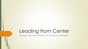 Leading from Center Creating Actionable Authenticity with the Whole Self Window ™