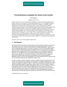 Tire performance evaluation for severe snow traction Jan Terziyski