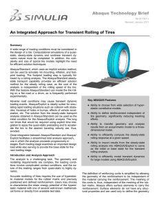 Abaqus Technology Brief An Integrated Approach for Transient Rolling of Tires