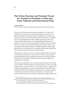 The Urban Structure and Personal Travel: Some National and International Data
