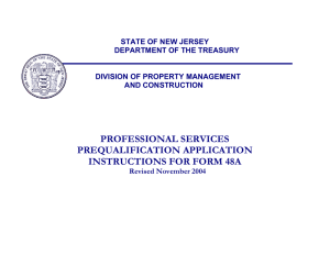 PROFESSIONAL SERVICES PREQUALIFICATION APPLICATION INSTRUCTIONS FOR FORM 48A