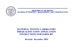 MATERIAL TESTING LABORATORY PREQUALIFICATION APPLICATION INSTRUCTIONS FOR FORM 48T