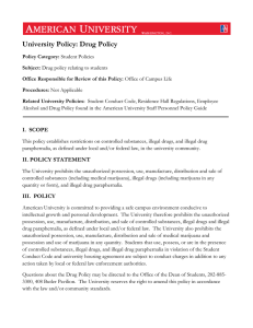 University Policy: Drug Policy