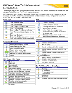 IBM Lotus iNotes 8.5 Reference Card