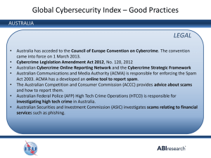 Global Cybersecurity Index – Good Practices LEGAL AUSTRALIA