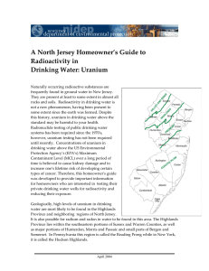 A North Jersey Homeowner’s Guide to Radioactivity in Drinking Water: Uranium