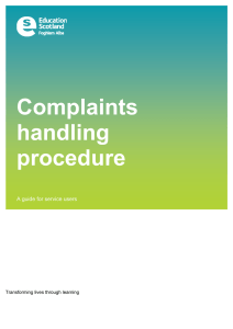Complaints handling procedure A guide for service users