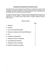 Administrative Arrangements for Franchised Courses