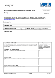 OPEN STUDIES ACCREDITED MODULE PROPOSAL FORM (Part 1)