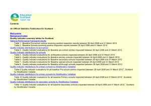 Contents Quality indicator summary tables for Scotland Main points