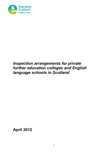 Inspection arrangements for private further education colleges and English