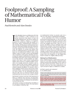 I Foolproof: A Sampling of Mathematical Folk Humor