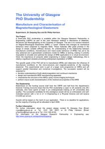 The University of Glasgow PhD Studentship Manufacture and Characterisation of Magnetorheological Elastomers