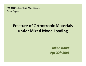 Fracture of Orthotropic Materials  under Mixed Mode Loading Julian Hallai Apr 30