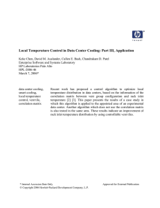 Local Temperature Control in Data Center Cooling: Part III, Application