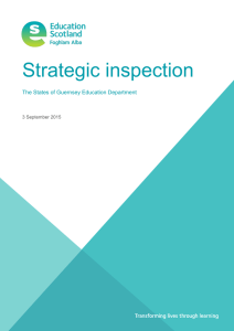 Strategic inspection  The States of Guernsey Education Department 3 September 2015