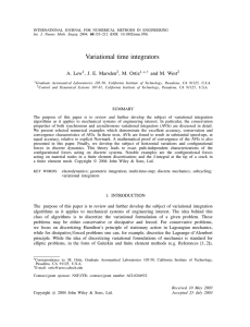 Variational time integrators A. Lew , J. E. Marsden , M. Ortiz