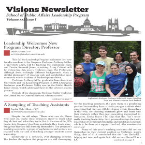 Visions Newsletter Leadership Welcomes New Program Director; Professor