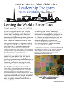 Leadership Program  Leaving the World a Better Place Visions Newsletter