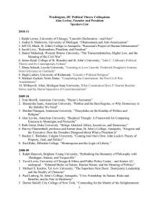 Washington, DC Political Theory Colloquium Alan Levine, Founder and President Speakers List 2010-11