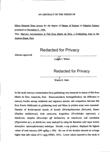 Nilton Eduardo Deza Arroyo for the degree of Master of... Title: Mercury Accumulation in Fish from Madre de Dios. a...