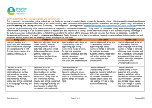 This progression framework is a guide to illustrate how the... Gaelic (Learners): Assessing progress and achievement