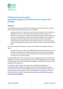 Professional learning paper: Assessing progress and achievement in Literacy and Gàidhlig